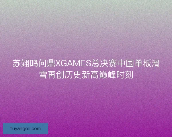 苏翊鸣问鼎XGAMES总决赛中国单板滑雪再创历史新高巅峰时刻