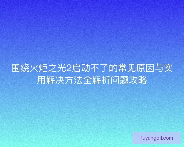 围绕火炬之光2启动不了的常见原因与实用解决方法全解析问题攻略