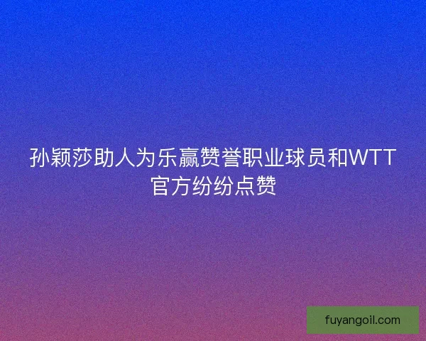 孙颖莎助人为乐赢赞誉职业球员和WTT官方纷纷点赞